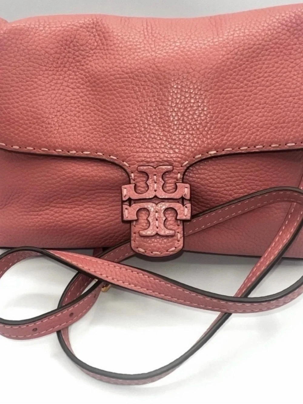 Tory Burch McGraw Fold-Over Crossbody in the shade Pink Magnolia